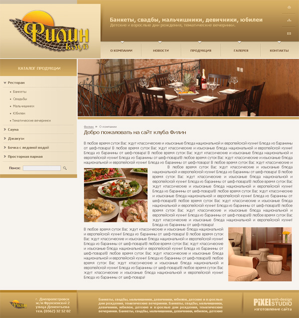 Создание сайта компании ФИЛИН | разработка дизайна | Студия веб  дизайна PIXEL | Днепропетровск | Украина.